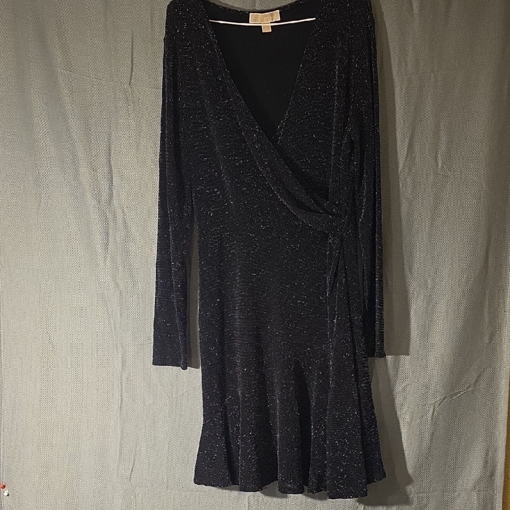Michael Kors Black Long Sleeve V-Neck Cocktail Dress